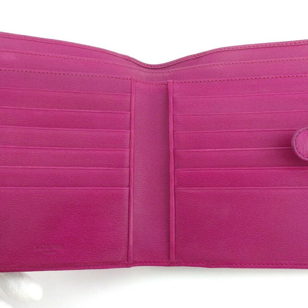 LOEWE W hook purse anagram button pink leather Authentic used - Picture 5 of 9